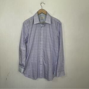 Ted Baker Blue Purple Floral Endurance Dress Shirt Button Up Long Sleeve Neck 16